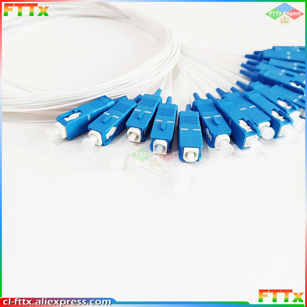 10pcs/lot 1X16 PLC Fiber Optic Splitter 1*16 SC UPC SM Fiber Optic Splitter Unequal 0.9mm PVC G657A1 1m FTTH