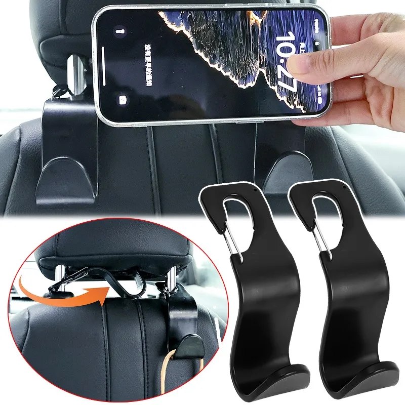 4/2PCS New Car Seat Backrest Hidden Type Hooks Thickened With Spring Clip Black Hooks Automotive Storage Interior Accessories