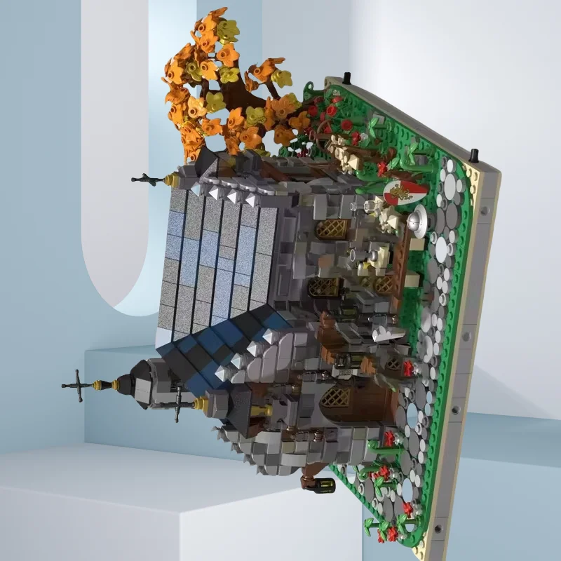 Modèle de construction d'église médiévale 2087 pièces, ensemble de jouets d'assemblage MOC, conception personnalisée, adapté à tous les amateurs d'architecture