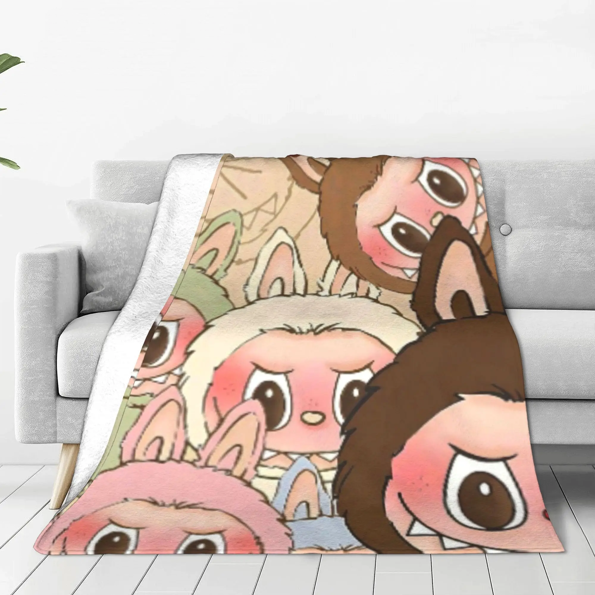 Labubu Blanket Multi-size Cozy and Lightweight Cartoon Throw Blankets for Couch Sofa and Bed