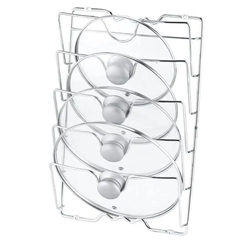 1Pcs Kitchen Accessories Stainless Steel Pot Lid Shelf Kitchen Organizer Pan Cover Lid Rack Stand Holder Dish Rack image 3