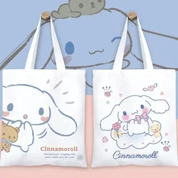 Sanrio Anime Cinnamoroll Series Cartoon Canvas Bag Girls Shopping Class Daily Versatile Single Sided No Zipper Kawaii Handbag