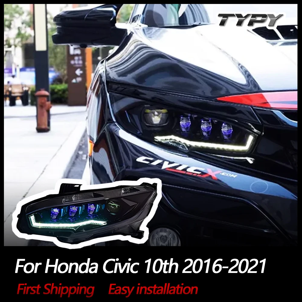 

Автомобильные светодиодные фары в сборе для Honda Civic 10-го поколения хэтчбека фар DRL Dynamic 180 ° Последовательный указатель поворота вращения
