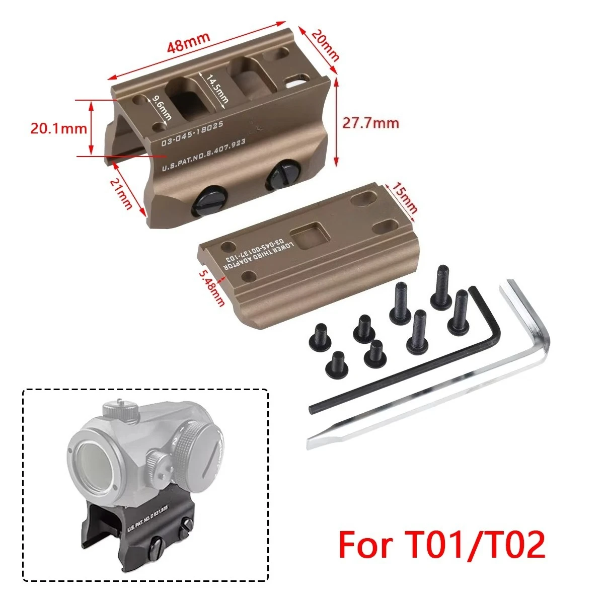 T01 Red Dot UNITY Fast Riser Mount T02 R5 Offset Mount 45 ° Seitliche Halterungen Optikhalterung RM Red Dot Sight Scope Universal Base – Detail 28