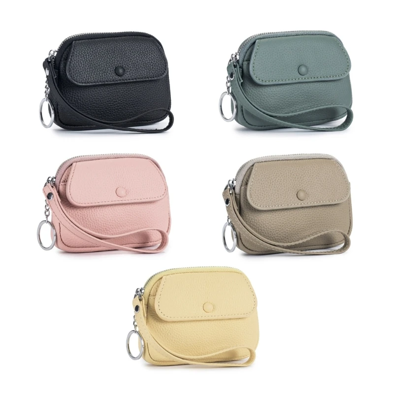 

Women Stylish Handy Coin Purse Small Wristlet Wallet Lady Girls Solid Color PU Key Card Holder Change Pocket Keychain Money Bag