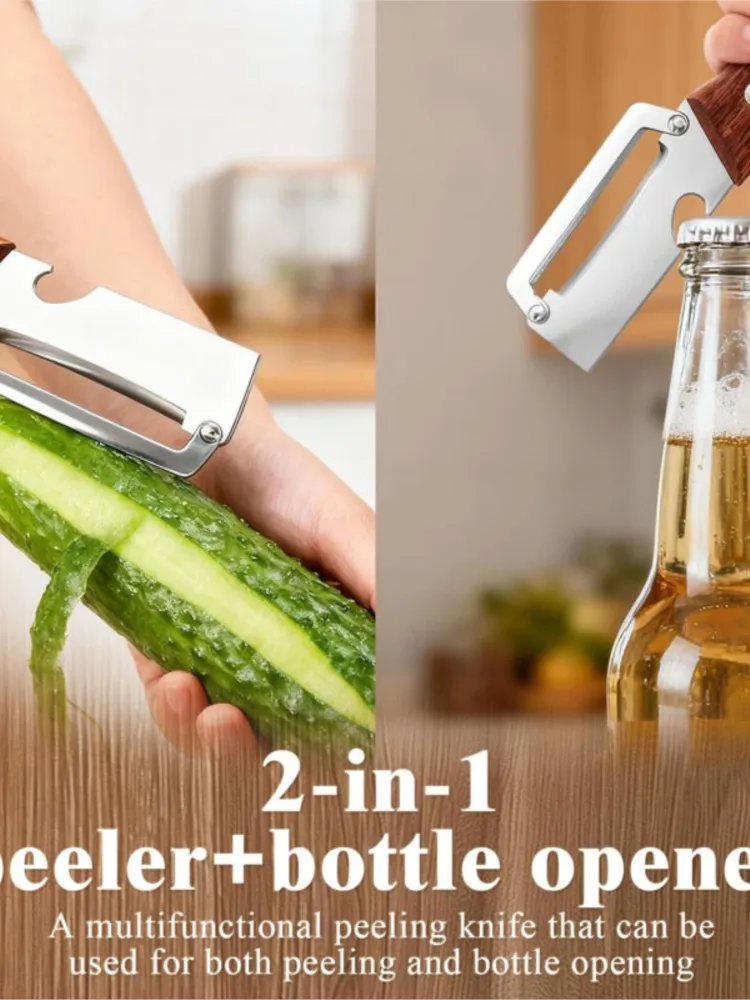 2-teiliges Set Küchenschäler aus Edelstahl mit Holzgriff zum Schälen und Schneiden von Obst und Gemüse Küchenwerkzeug