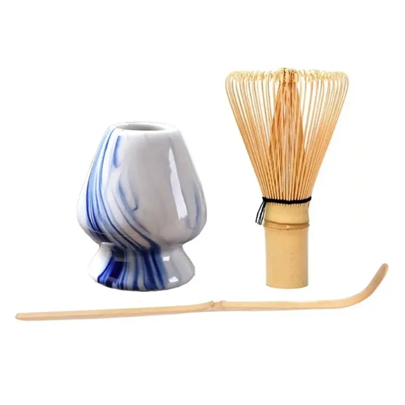 ABJN-Matcha Whisk Holder Set Tea Utensils Accessories 3-Piece Matcha Tools Brush Kit Stand Japanese Chasen Holder