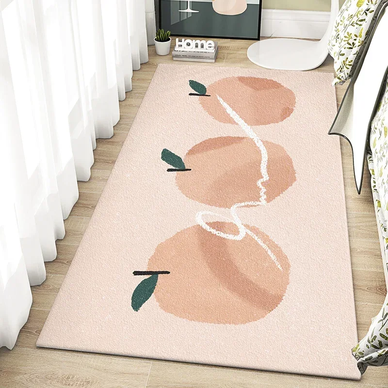 Pink Fruit Bedside Carpet Minimalist Fresh Bedroom Rug Soft Comfortable Living Room Carpets Non-Slip Easy Care Coffee Table Rugs