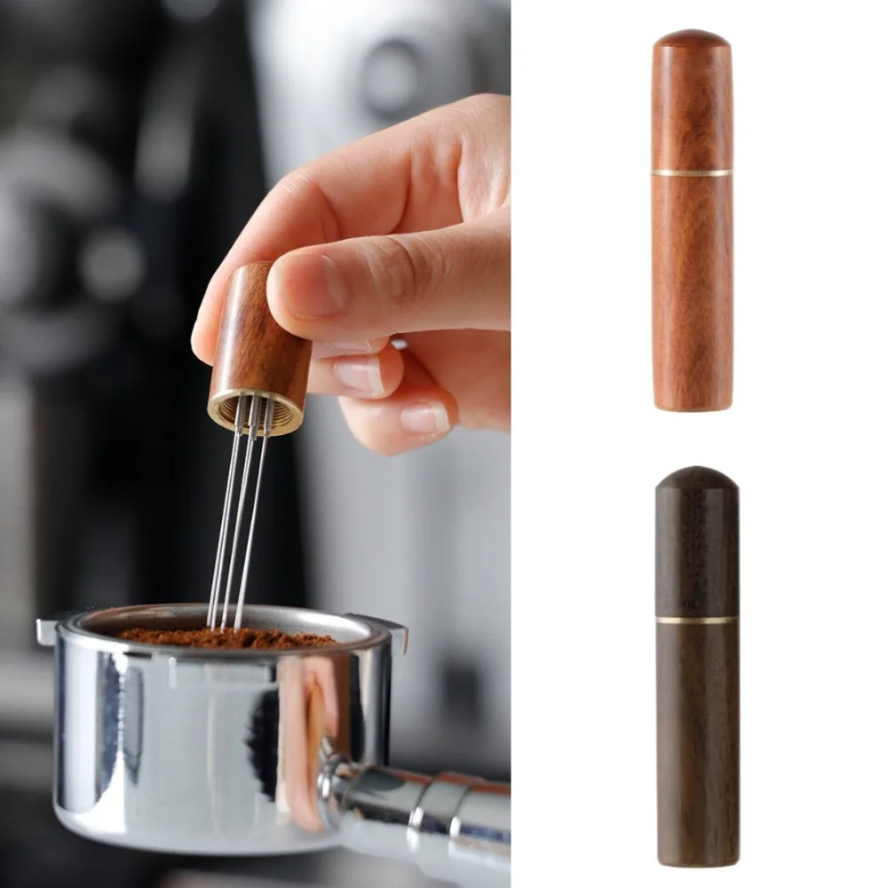 Portable Stainless Steel Coffee Powder Tamper Barista Accessories 6 Pins Coffee Distributor Leveler Mini Espresso Powder Stirrer