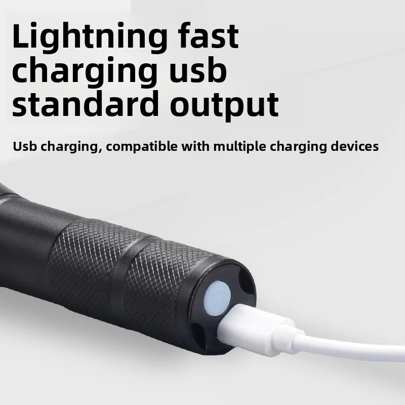 Factory Direct Wholesale High-Power Flashlight, Rechargeable LED Outdoor Mini Flashlight, Zoomable Aluminum Alloy Lighting Lamp