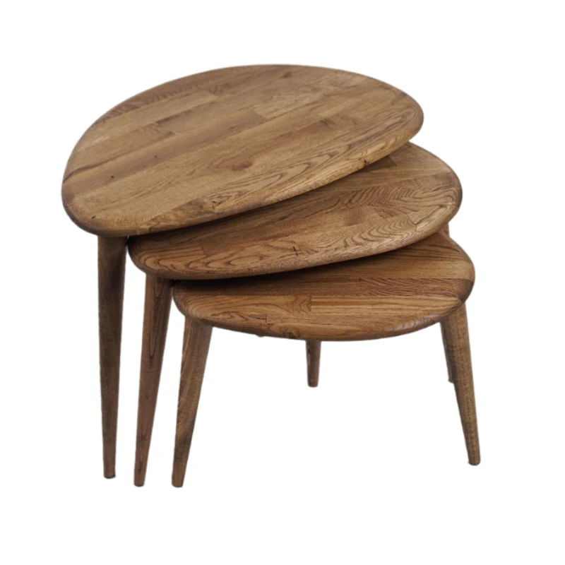

Natural Nesting Coffee Table Set Premium Modern Hotel Living Room Furniture Tea Table Wood Side Space Saving Dining Table