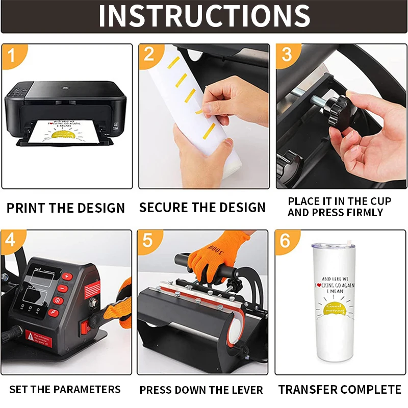 Sublimation Mug Heat Press Machine Adjustable Pressure Heat Transfer Printer for Custom Insulated Mug Pattern Printing