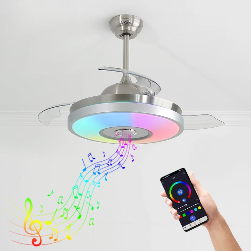 Ceiling Fan Smart RGB Light Chandelier Fan With Music Player App Control Invisible Ceiling Fan