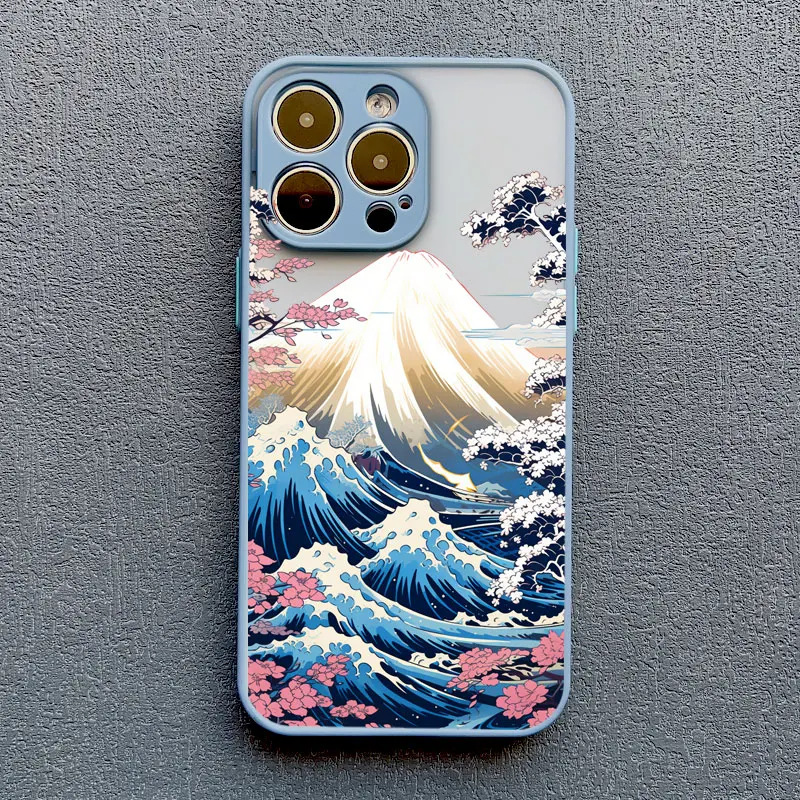Japanische Mount Fuji Landschafts-Wellen-Handyhülle für iPhone 17 16 14 13 12 11 15 Pro Max Mini XR XS X 16 15 14 Plus Rückseite – Detail 10