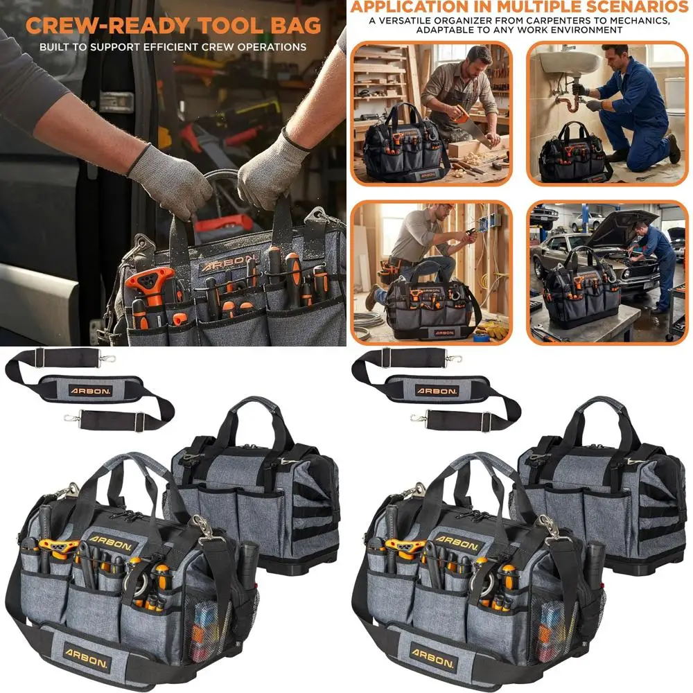 

Большая водонепроницаемая сумка для инструментов с 34 карманами, формованным дном и системой MOLLE для рабочих