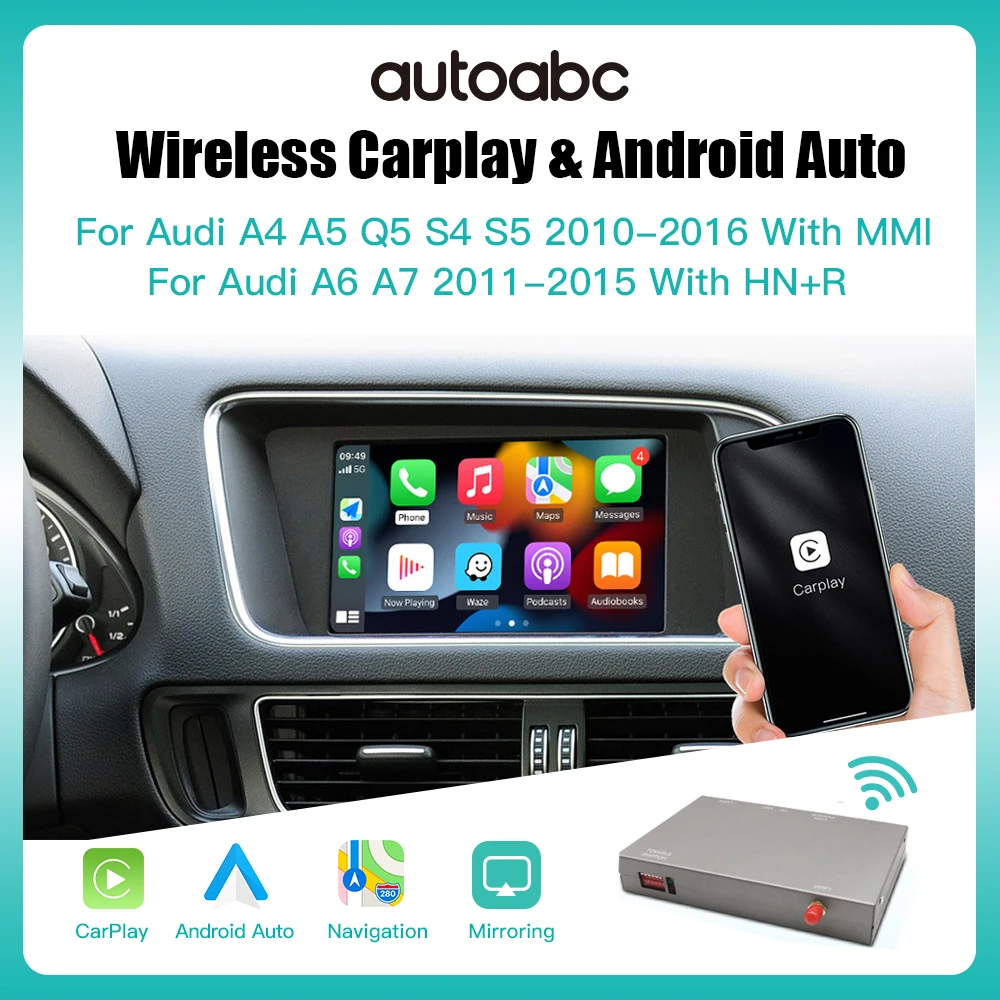 AUTOABC Wireless CarPlay auto Android interface for Audi A4 B8 A5 Q5 2009-2015 with play functions for Car AirPlay Mirror Link