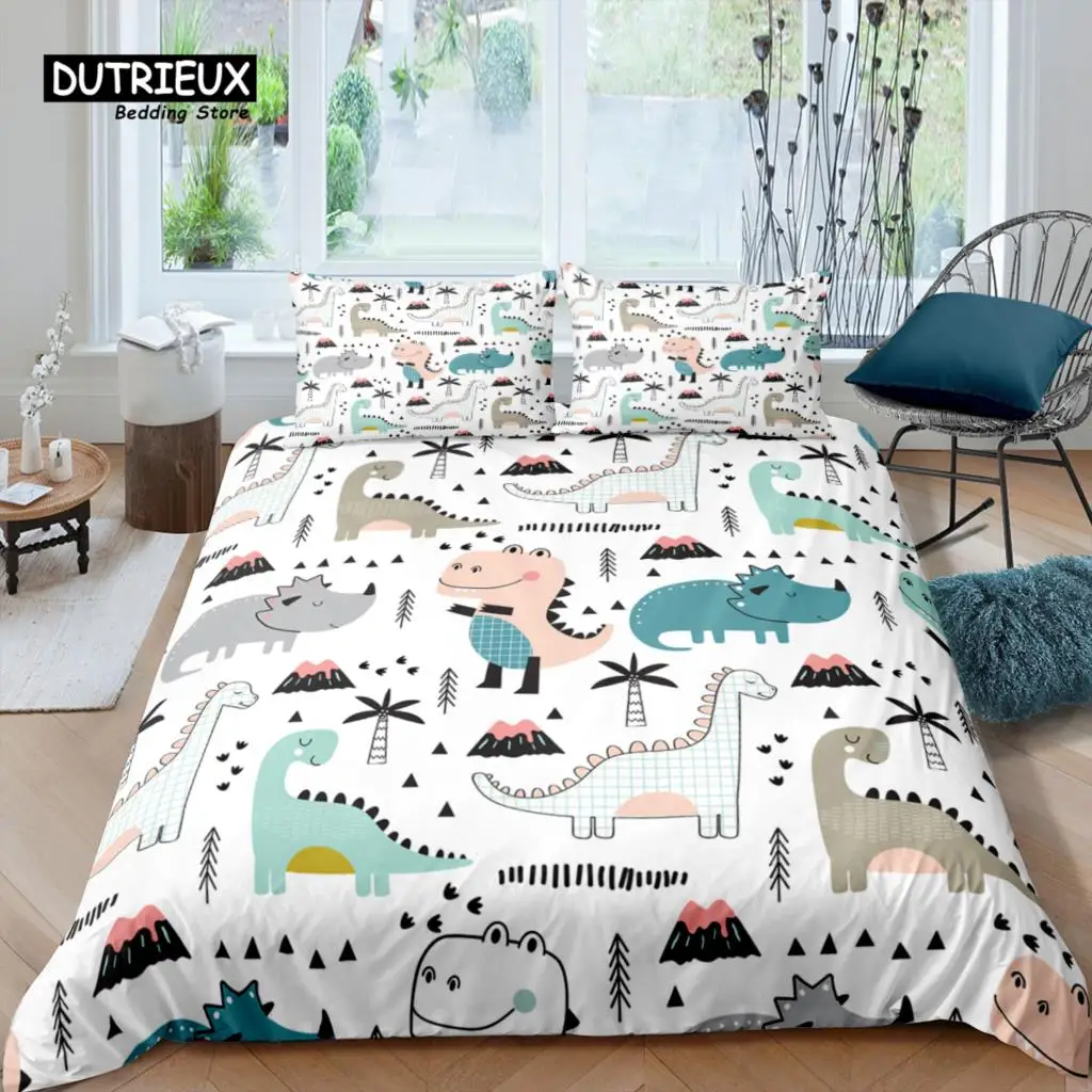 

Home Living Luxury 3D Cartoon Dinosaur Bedding Set Kids Duvet Cover Pillowcase Queen and King EU/US/AU/UK Size Comforter Bedding