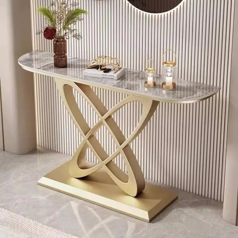 طاولة مدخل بلاطة صخرية فاخرة خفيفة إيطالية، طاولة تخزين على الحائط، شريط طويل، منصة مدخل راقية