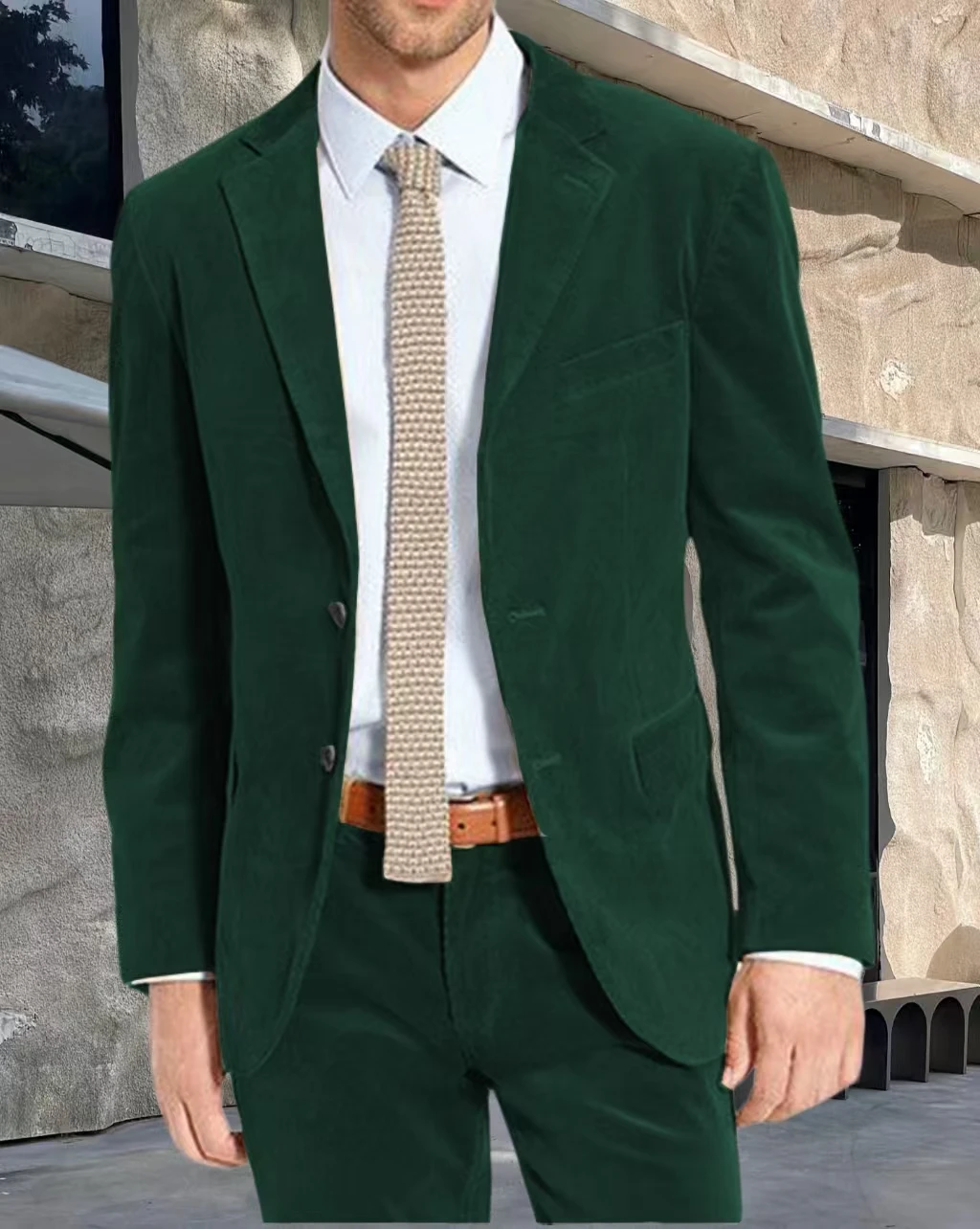 Fabric Trousers Men's 2-piece Suit in Corduroy Fashionable Chic Velvet Fabric Fashion Casual Daily Suit Commuting Elegant