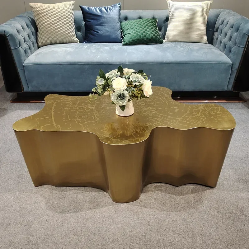 for High Quality Luxury Gold Stainless Steel Coffee Table Unique Shape Center Table Side Table for Home Hotel