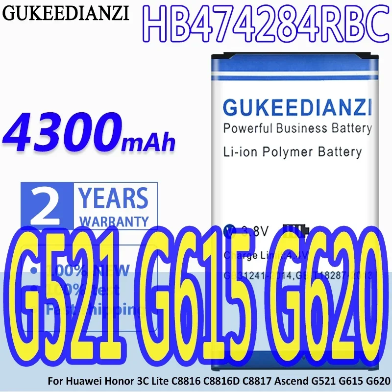 

Аккумулятор GUKEEDIANZI HB474284RBC 4300 мАч для Huawei Honor 3C Lite C8816 C8816D C8817 Ascend G521 G615 G620