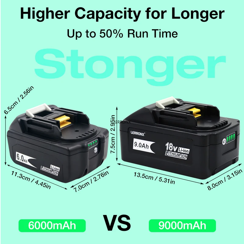 21700 Cell Balanced Version 18V 9000mAh Li-ion Rechargeable Battery for Makita BL1890 BL1860 BL1840 BL1850 BL1830 LXT400 BL1815