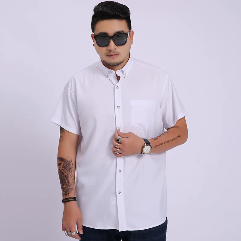 

Men's Summer New Large Size Short Sleeve Shirt Male Business Casual Fat Man Thin Loose Large Shirt Fashionable Man