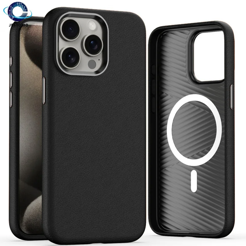 

Business leather wireless magnetic phone case for 16 15 14 13 12 ProMax Plus, shock-absorbing all inclusive case with metal butt