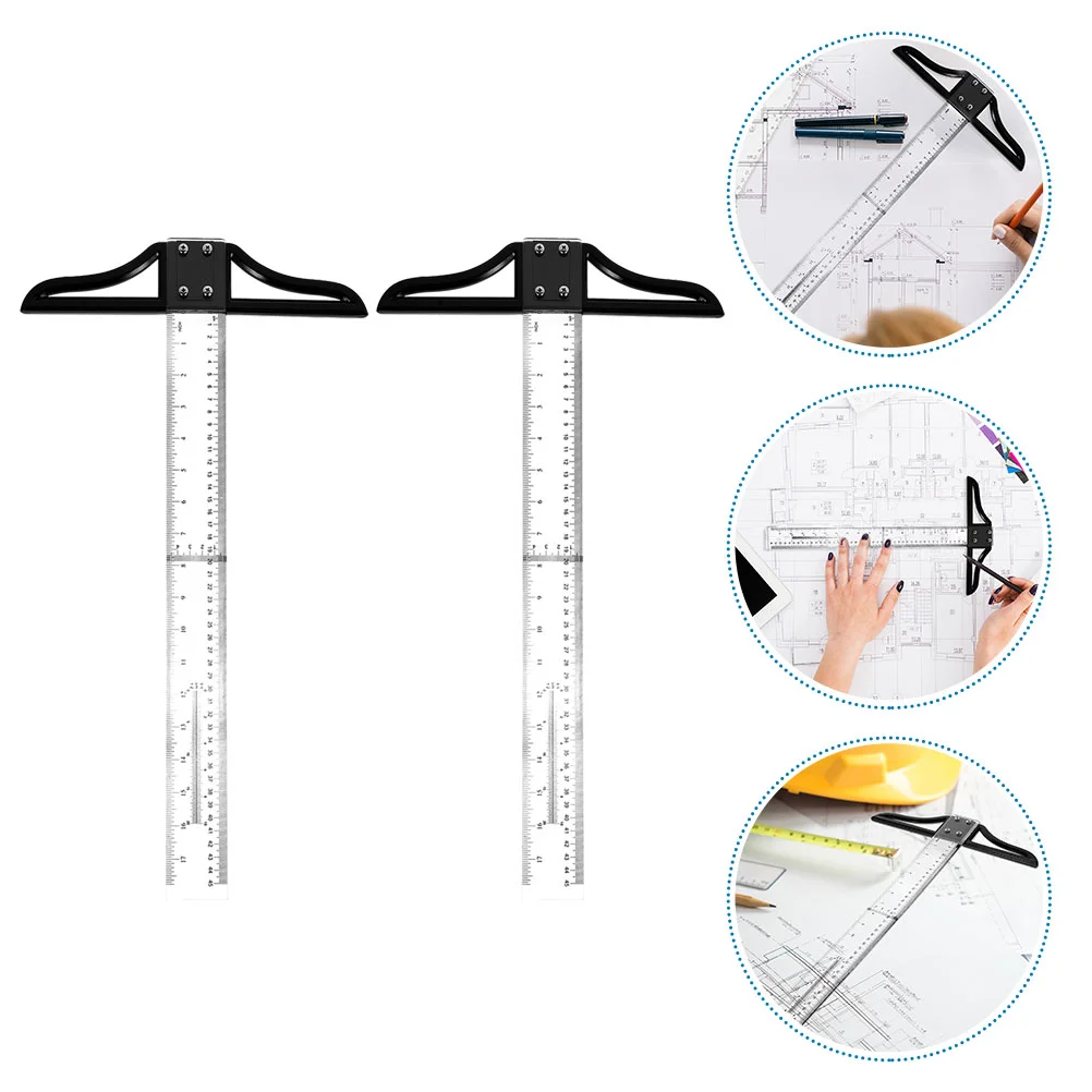 2 Pcs Design Ruler T Precision Marking Metric System Measuring for Measurement Work