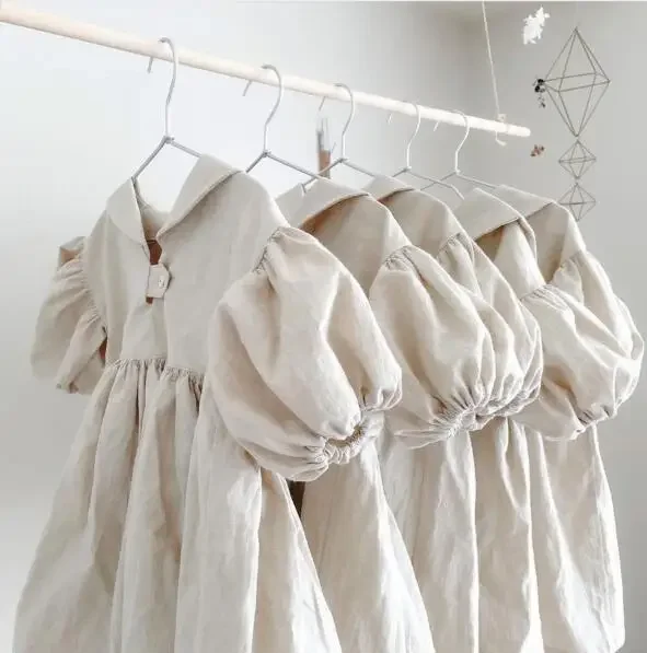 

Dress Casual Dresses Japan Spring Cotton Puff Sleeve Forest System Causal Go Out Turn Down Collar 2024 Soild Simple