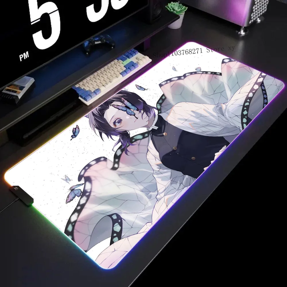 Cybust Shinobu Kocho Mousepad XXL RGB Gaming Mouse Pads HD Black Gamer Accessories Large LED