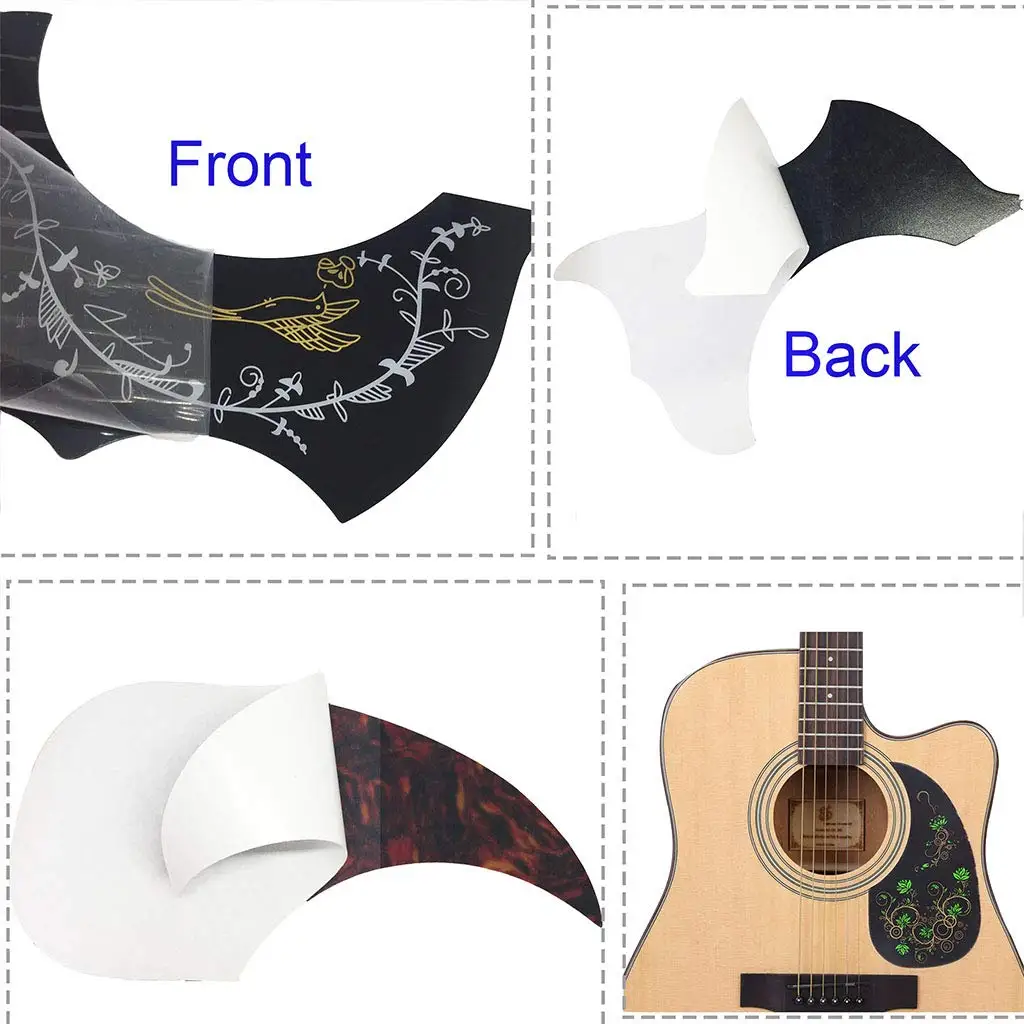 8 Pack Acoustic Guitar Pickguard Self Adhesive Hummingbird and Water Shaped Guitar Pickguard for 40 Inch 41 Inch Guitar