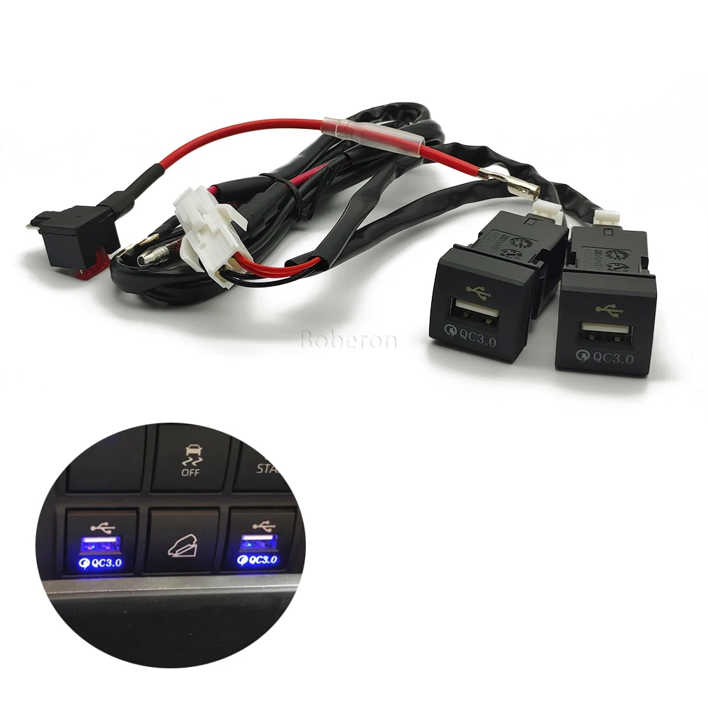 Car Quick Charge Dual QC3.0 USB Interface Socket Adapter Fit For Prado Reiz Corolla RAV4 Camry Levin Accessories