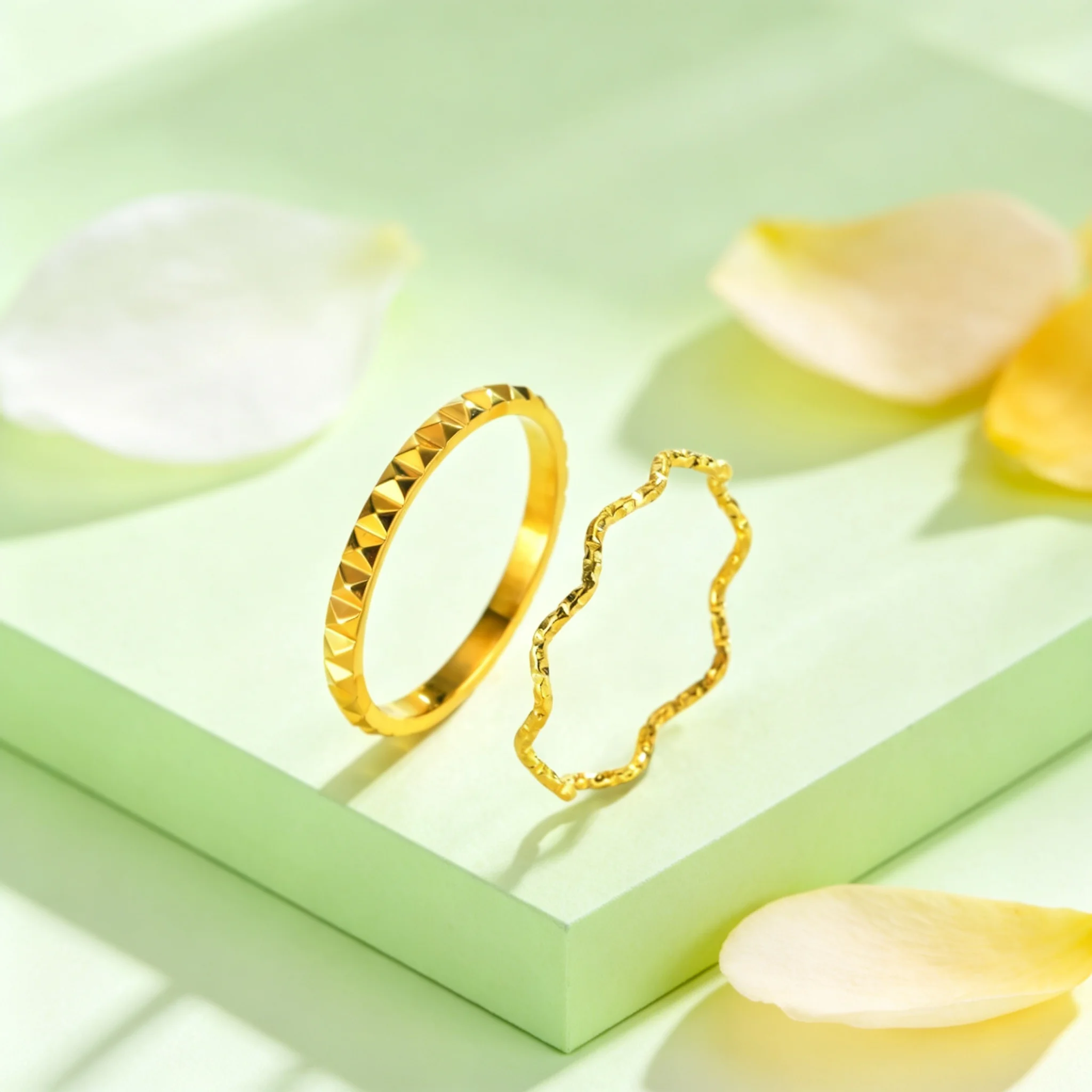 Edelstahl Wellenförmiger Textur-Ring für Frauen 18K Vergoldet Geometrische Ringe Fingerschmuck Geschenk