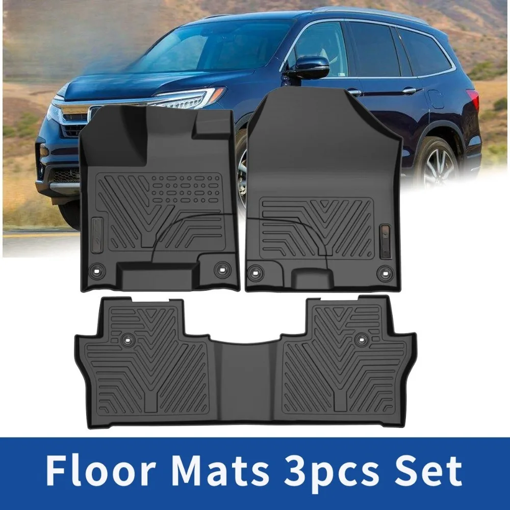 

3D Floor Mats Floor Liner Set for 2016- 2022 Honda Pilot All Weather TPE Rubber