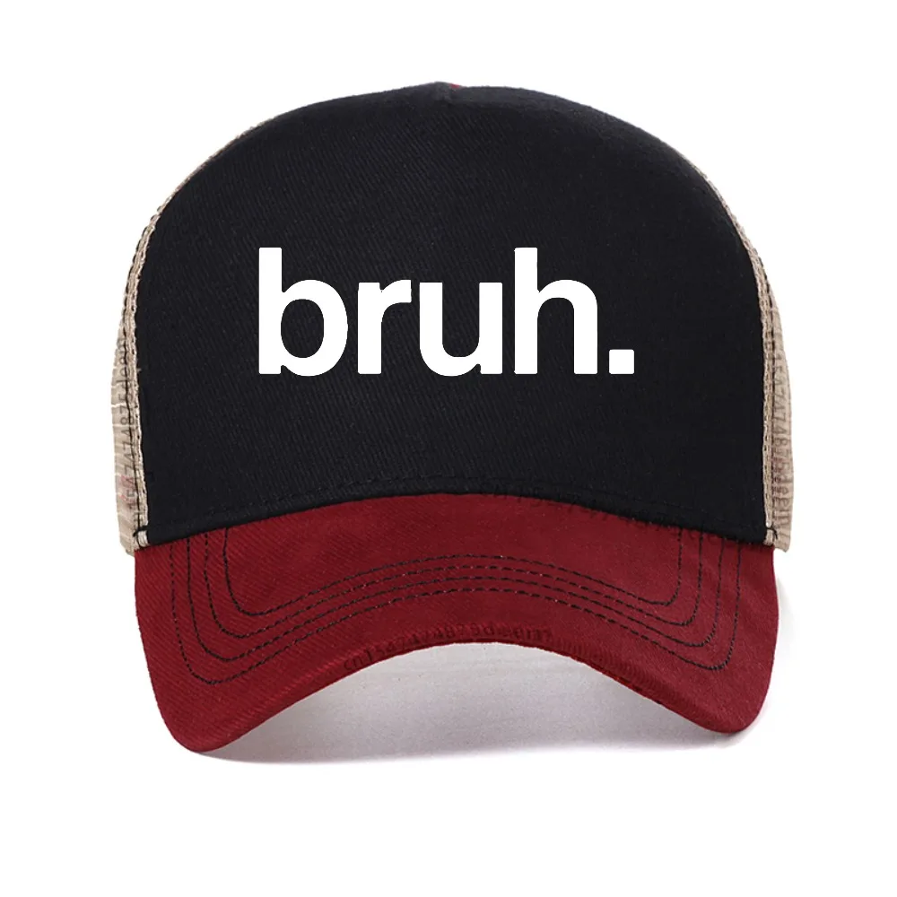 

Bruh Printed baseball cap Casual Fashion Streetwear Hip Hop Man caps Comfort Breathe Hipster Male sun hat mesh trucker hats