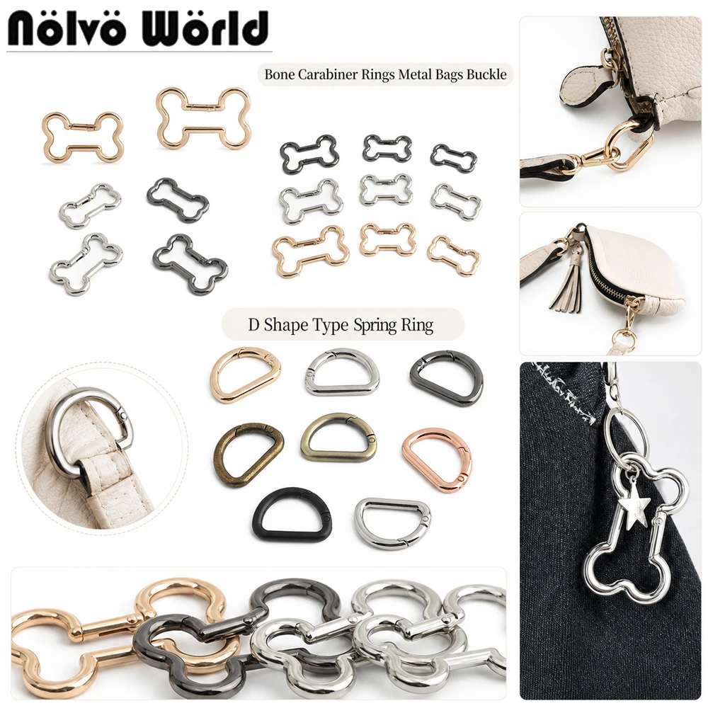 10/50/80PCS Metal Spring D Ring Keyring Clasps Carabiner Snap Buckle For DIY Bag Charms Dog Chain Buckle Webbing Accessories