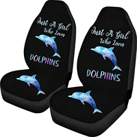 Car Seat Cover Fabric Protcteor Cartoon Dolphin Print Universal Fit SUV Van Sedan 2PCS for Men Women Girl Who Loves Dolphin