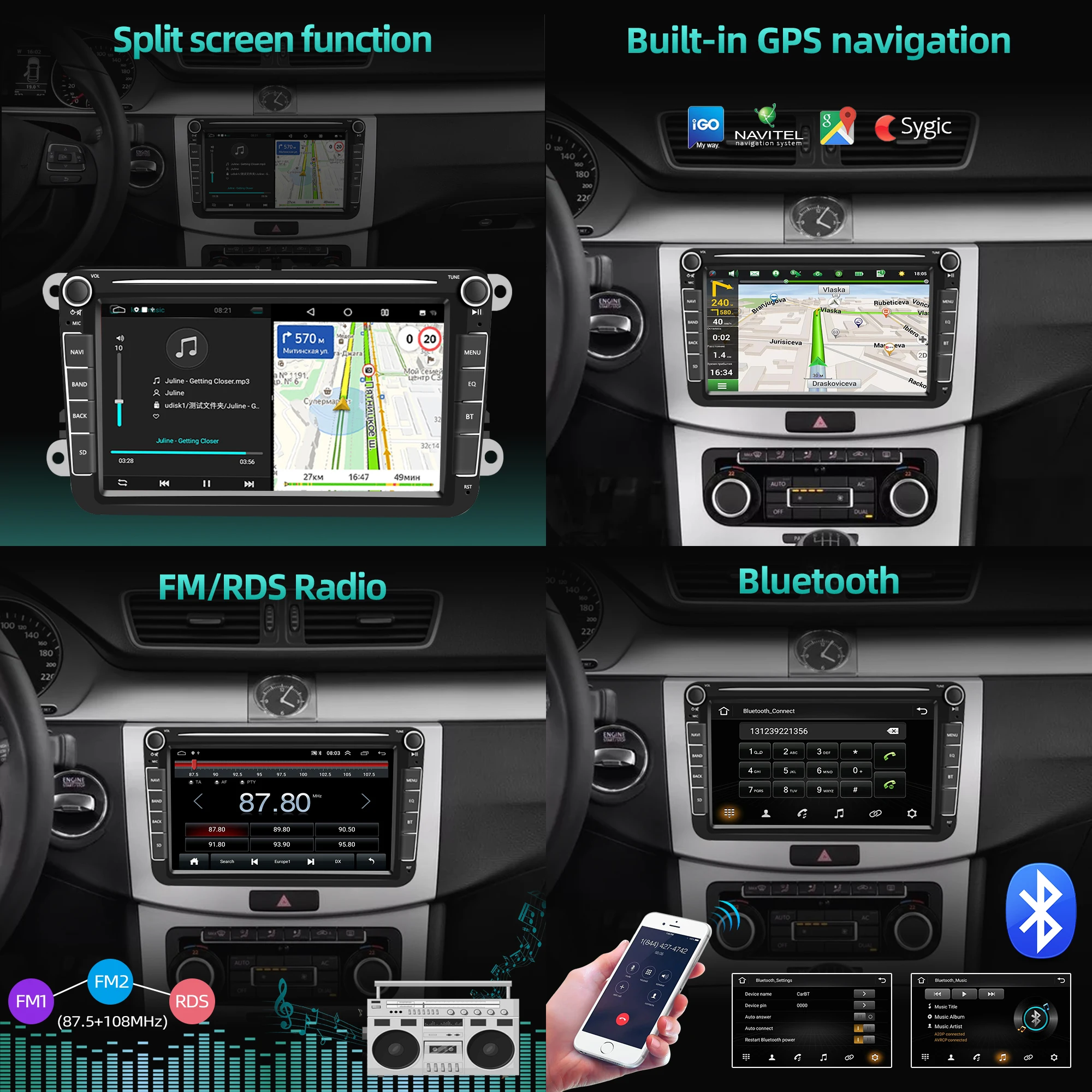LeeKooLuu 2 Din Android Car Radio GPS Multimedia Player Carplay for VW Volkswagen Passat B7 B6 Golf 5 6 Touran Polo Tiguan Jetta
