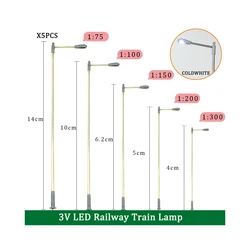 5pcs 1:300-1:75 Scale Railway Train Lamp Metal Single -head Light 3V LED Architecture Building Landscape Decoration for Diorama