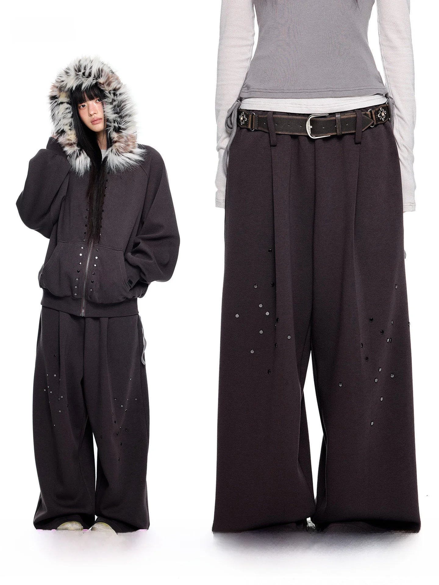 

Женские повседневные брюки EZEK Vintage Rivet Basic: Новинка весны, американский стиль, свободные леггинсы, прямые штанины, смесь хлопка и полиэстера