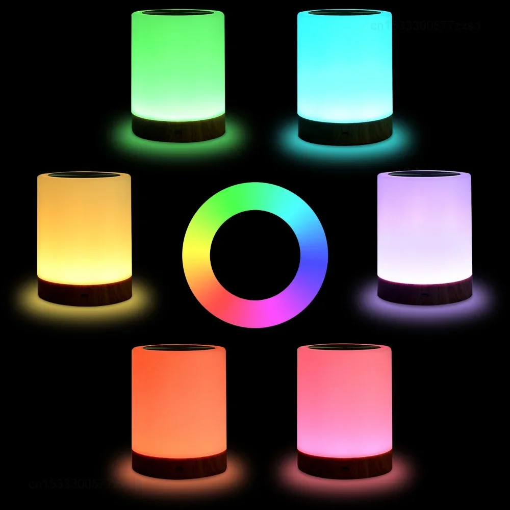 Xiaomi 7 Color Changing Night Light Touch Dimmable Lamp Portable Table Bedside Led Rechargeable Color Protection Bedroom Light