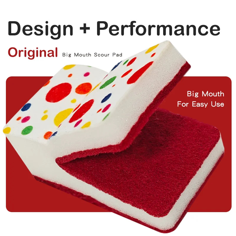 Vismoore Thick Kitchen Dish Sponge High Density Absorbent Double Sided Scouring Pad for Cleaning Pots Pans Knives Stubborn Stain
