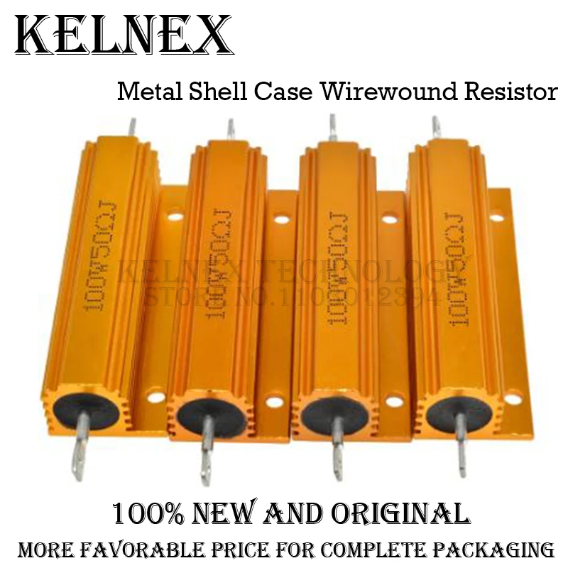 Caixa de alumínio de Shell do metal do poder, resistor Wirewound, 50W, 100W, 0.01R ~ 100K, 1, 4, 6, 8, 10, 20, 200, 500, 1K, resistência do ohm 10K, RX24 DSSRQI