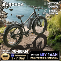 BURCHDA RX02 1000W 45KM/H 26 Inch Mountain Electric Bicycle 48V16AH Lithium Battery Fatbike Electric Bike For Adults Motorcycle