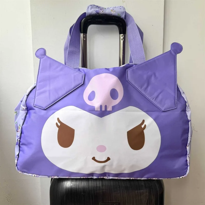

Kawaii Printed Girl Kuromi Cinnamoroll Large Capacity Travel Luggage Bag Sanrios Can Stand Box Folding Waterproof Gym Bag Gift
