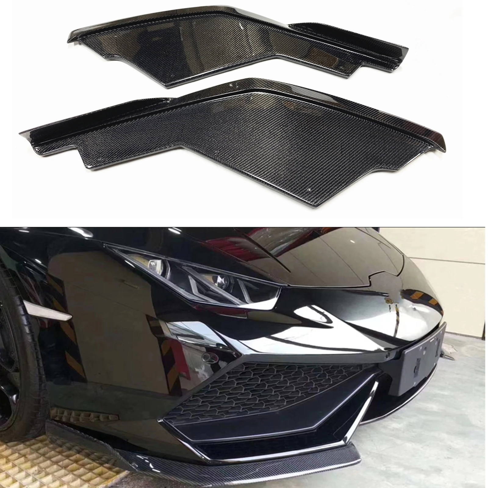 Front Bumper Side Splitter Trim For Lamborghini Huracan lp600 lp610 2014-2017 Carbon Fiber Car Lower Spoiler Plate Corner Cover