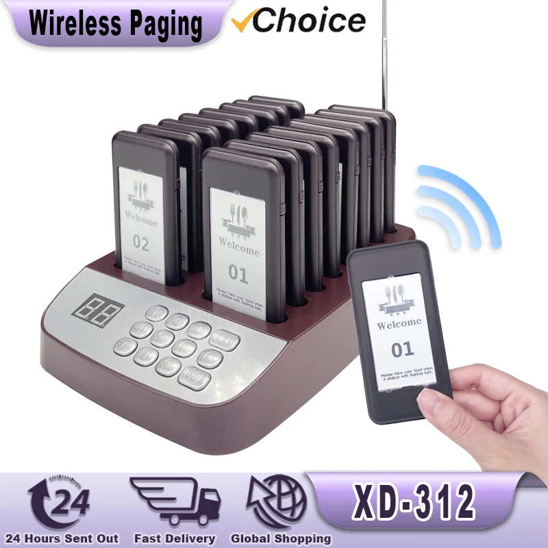 

Wirelesslinkx Restaurant Buzzer Pager Wireless Paging Guest Calling System for Cafe Dessert Shop Church Food Truck / Court