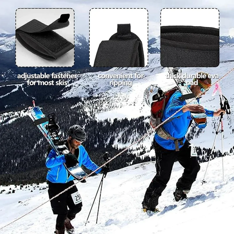 6PCS Ski Fastener Straps Adjustable,Ski Straps For Carrying,Ski Bands Tapes With Protector Pads,For Ski Boards