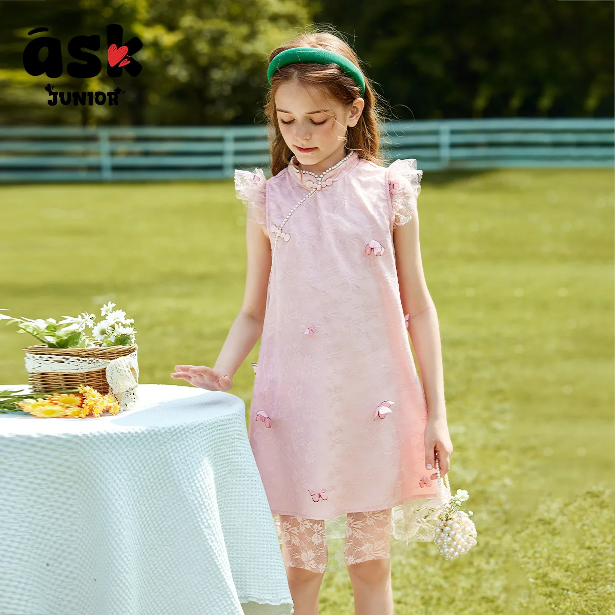 اسأل الفتيات الصغار ستة الصيف فستان الأطفال رقيقة الرجعية شيونغسام تنورة فستان الأميرة #3